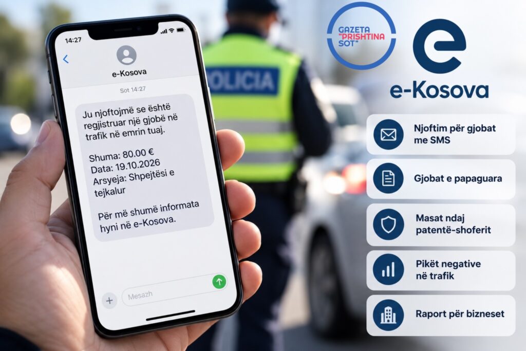 GJOBAT NË TRAFIK TASH JU VIJNË ME SMS! Policia aktivizon sistemin e ri në e-Kosova – shihen edhe pikët negative dhe masat ndaj patentë-shoferit